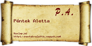 Péntek Aletta névjegykártya